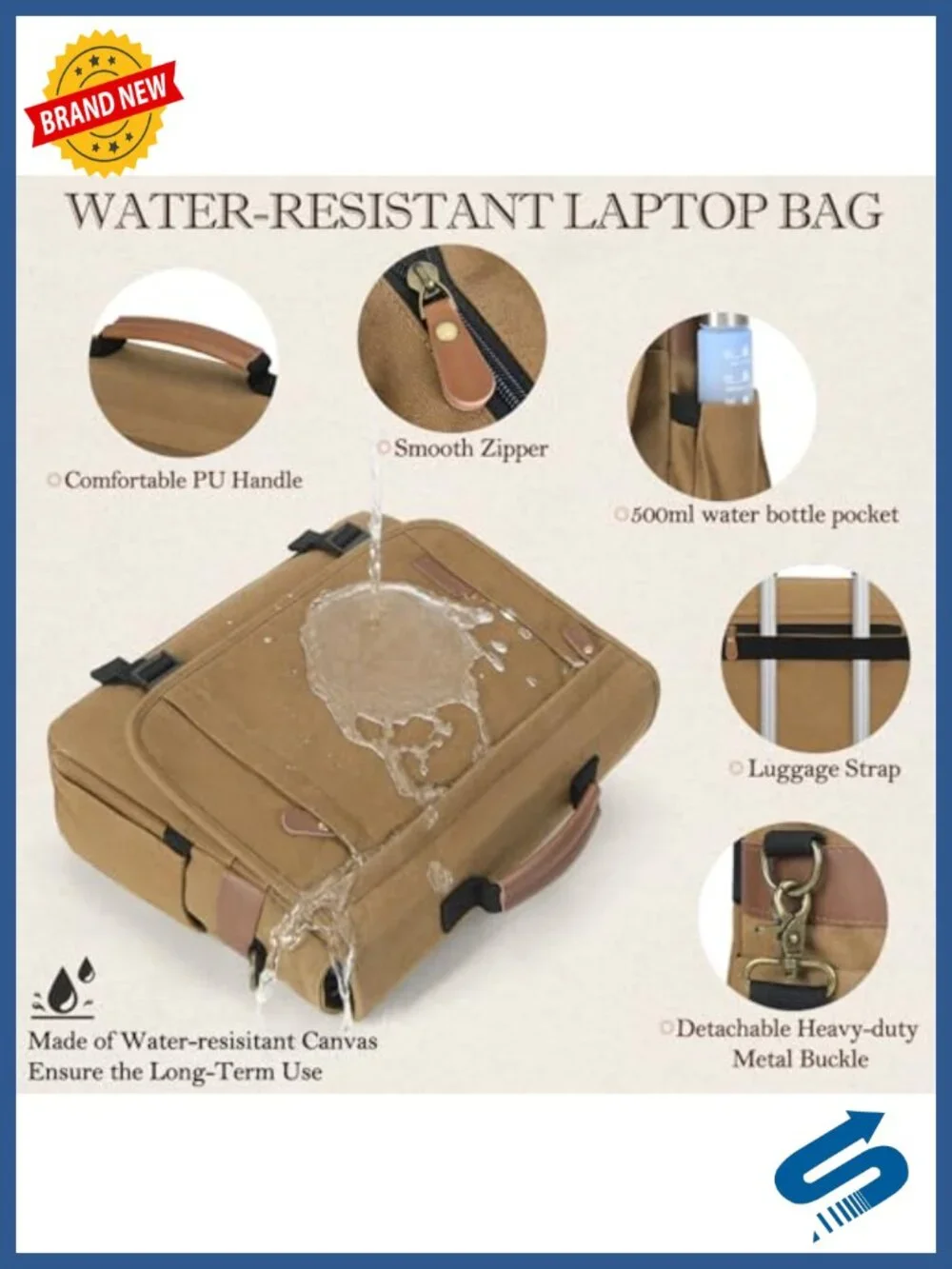 Waterproof Canvas Messenger Bag for Men 17.3